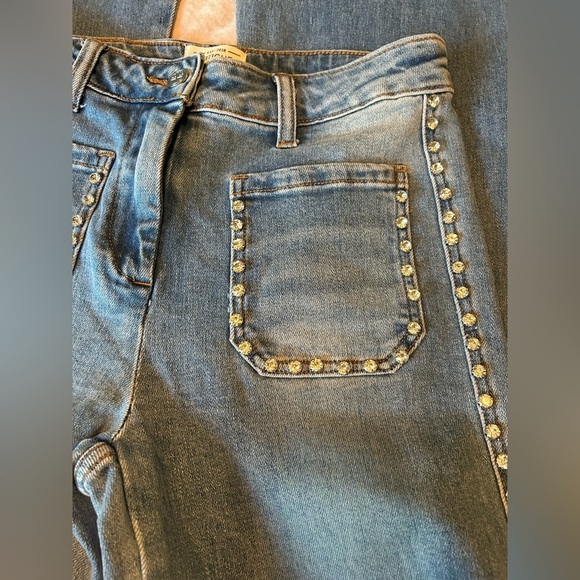 NWOT FETICHE SUANCES Jeans Diamond CZ Studded High Waist Stretch Women’s M Bling - Picture 9 of 14